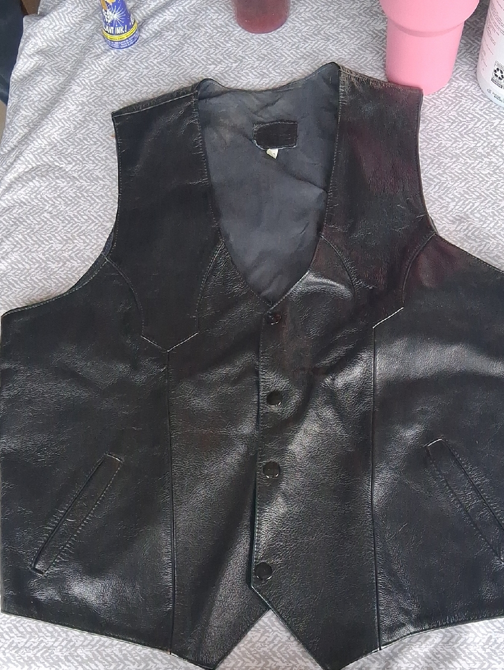 Classic Black Leather Men's Vest - Timeless Style
